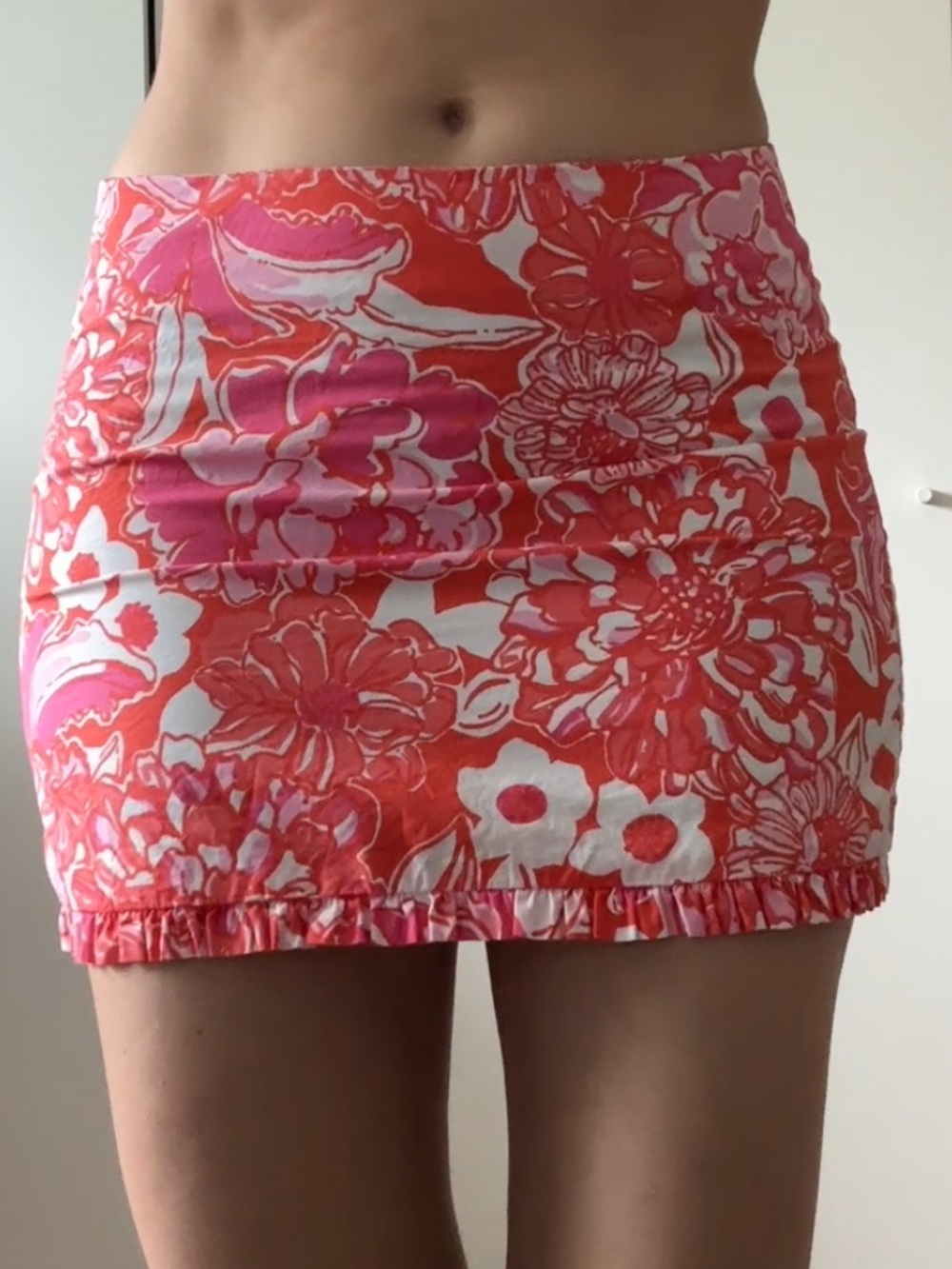 Lilly Pulitzer Pink & Coral Floral Mini Skirt